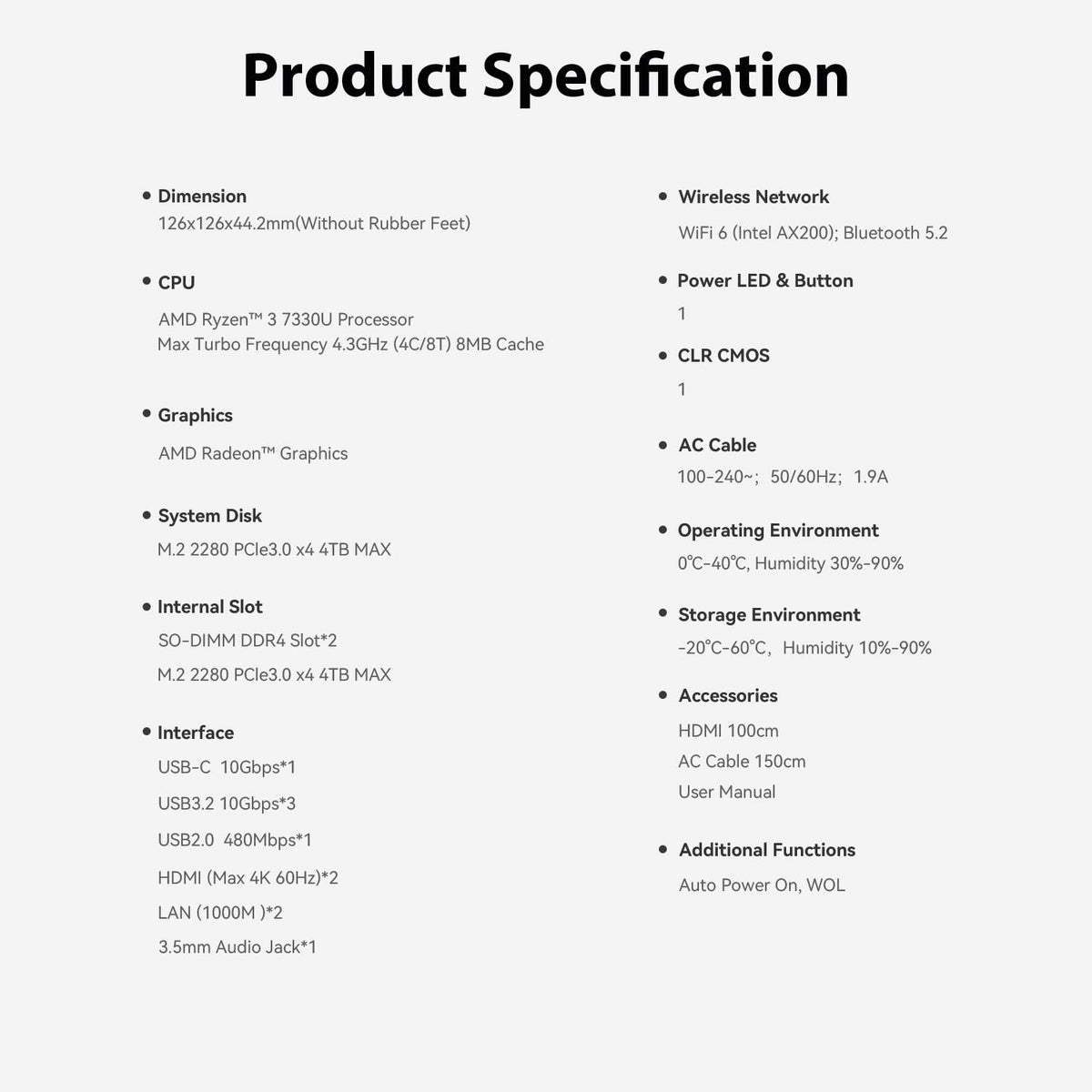 Beelink EQR5 Mini PC, AMD Ryzen 3 7330U 16G DDR4 480G NVMe M.2 SSD W11 PRO (additional view 11)