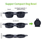 SLSON Collapsible Dog Dual Bowls Reinforced Rim 180 Degrees Flip Over Bowl - Black view 1
