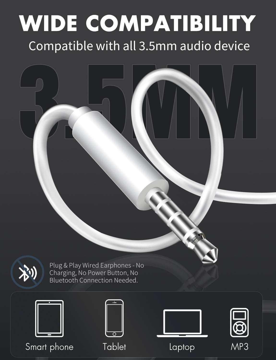 Antool Wired Earbuds,【Ultra Clear Calls & no Noise】 Headphones Earbuds Wired 3.5mm (additional view 2)