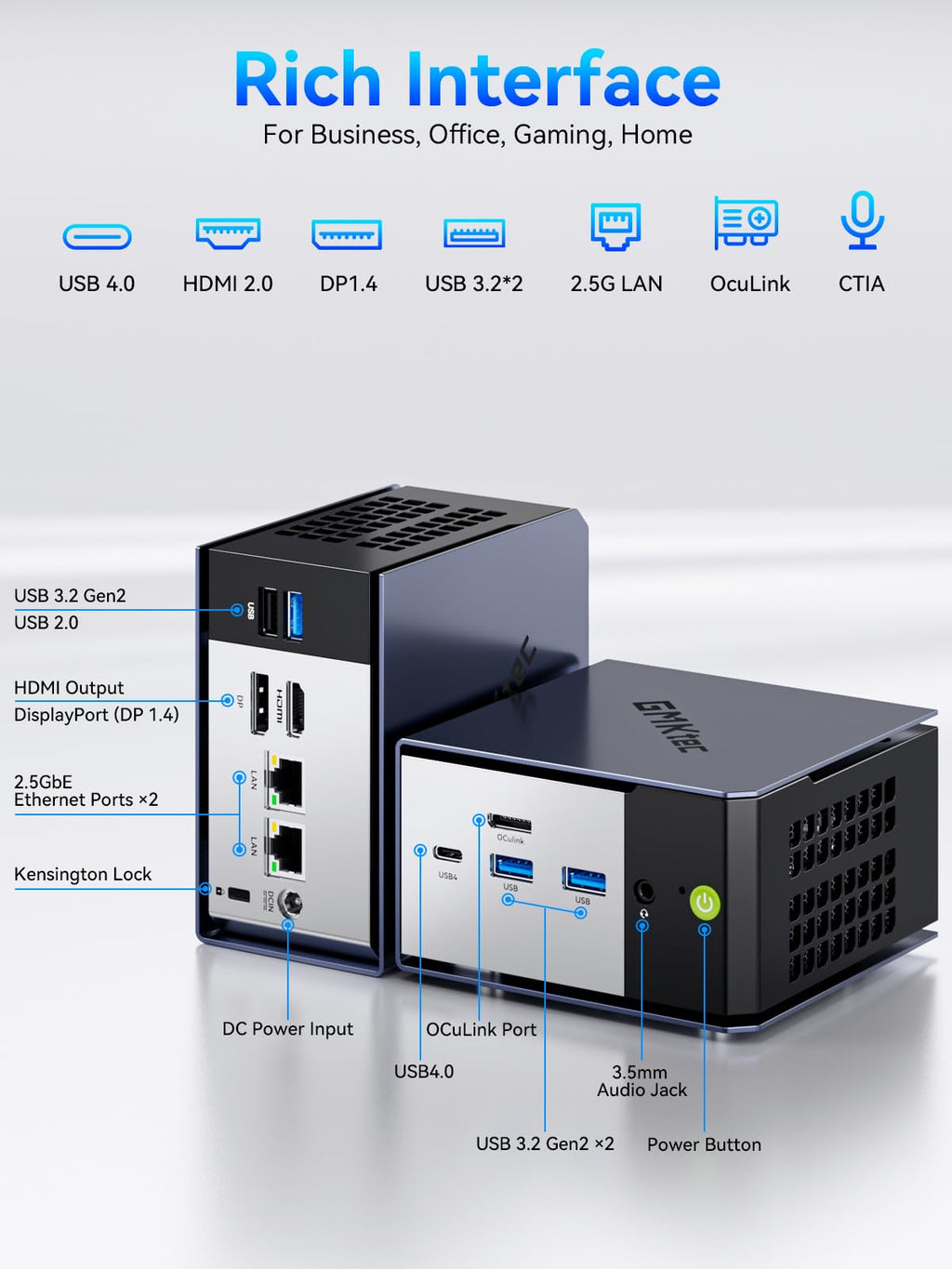 GMKtec K16 Mini PC Gaming Desktop Computer AMD Ryzen 7 7735HS (8C/16T 4.75Ghz) 32GB (additional view 5)