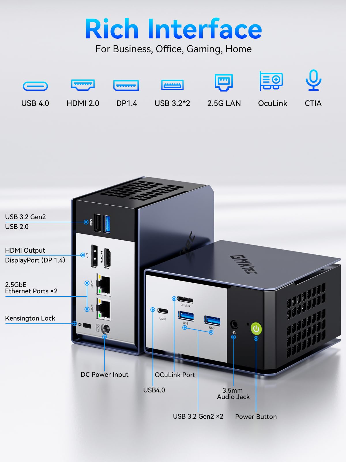 GMKtec K16 Mini PC Gaming Desktop Computer AMD Ryzen 7 7735HS (8C/16T 4.75Ghz) 32GB (additional view 5)
