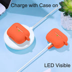 Lerobo for AirPod Pro Case, Soft Silicone Cover with Keychain - Orange view 3
