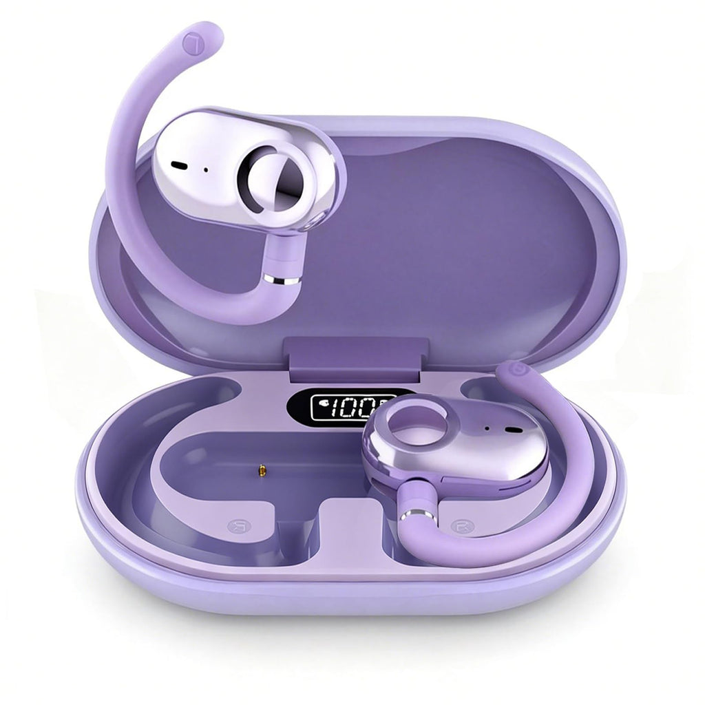 Purple Over Open Ear Earbuds Sport Headphones Bluetooth Wireless Outside