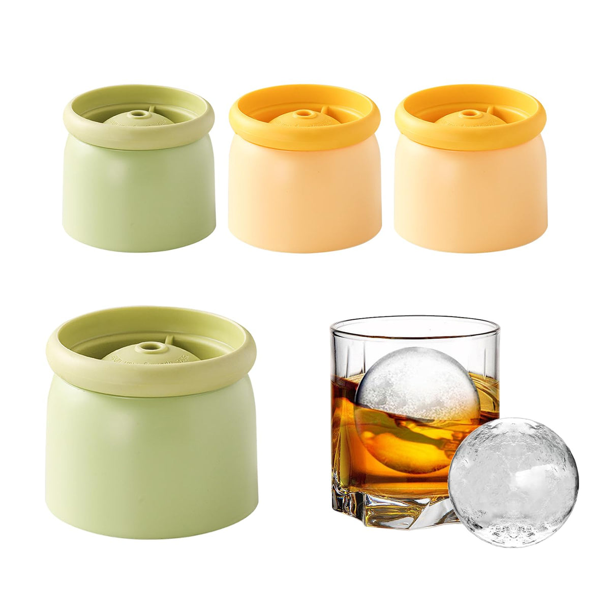 HXTDZSWHE Round Ice Cube Molds Set of 4,Make 2.4 Inch Spherelce ice for Whiskey