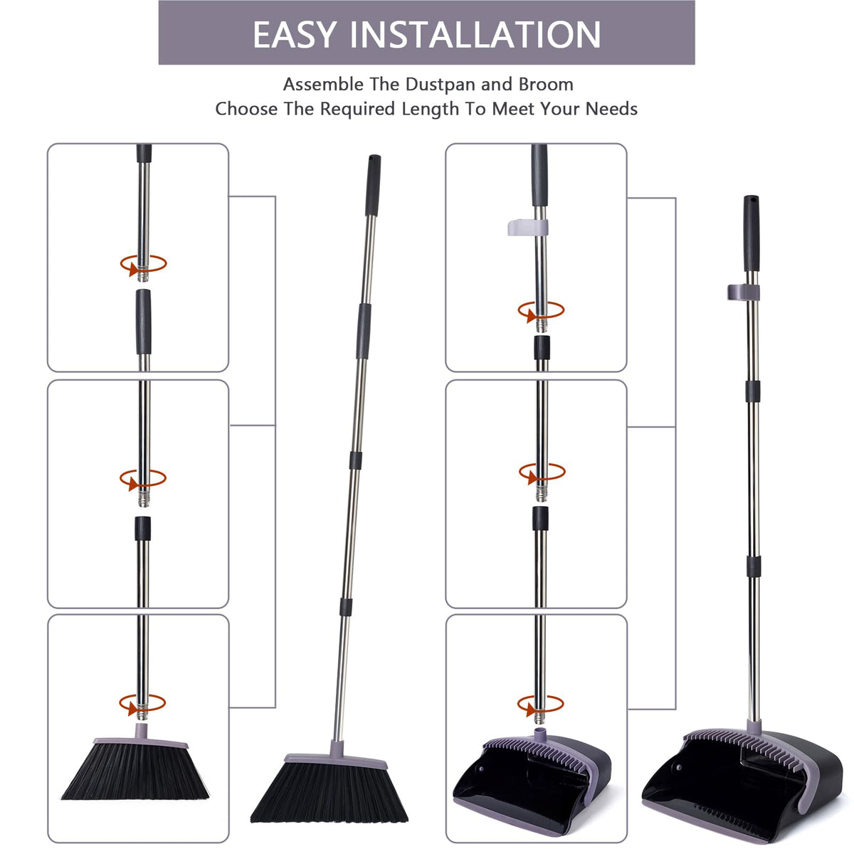 XXFLOWER Broom and Dustpan - Charcoal Black view 6