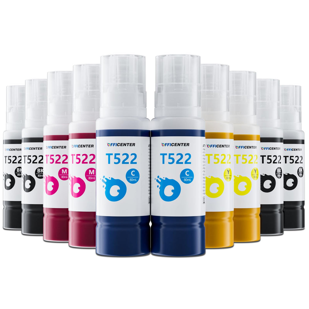 OFFICENTER 10 Bottles 522 Ink Refill Bottles for Ecotank ET-2800 ET-2720 ET-2803 ET-4700