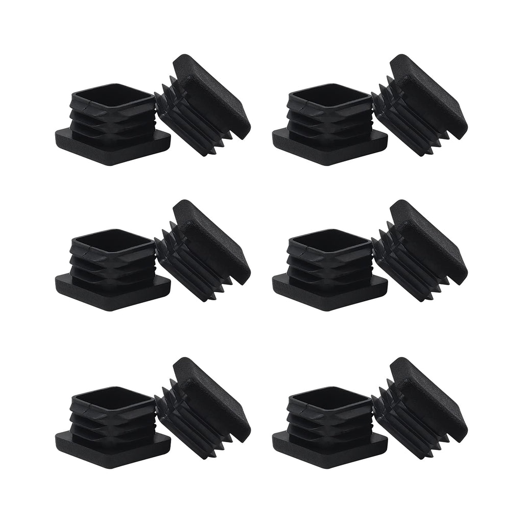WZB 1 1x1 Square Tube End Cap Plastic Plugs 12 Pack, 1x1 1 Inch Square Tubing Plug 1x1