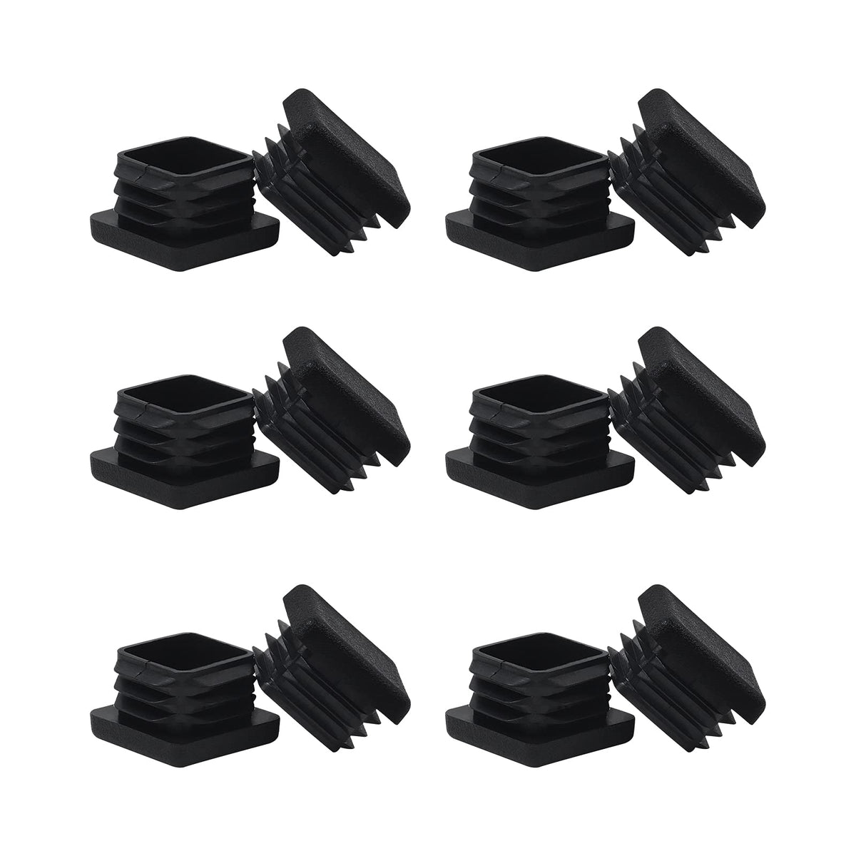 WZB 1 1x1 Square Tube End Cap Plastic Plugs 12 Pack, 1x1 1 Inch Square Tubing Plug 1x1