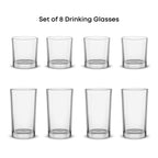 JoyJolt Alain Drinking Glasses Set of 8 Glass Tumblers. Highball 14oz Bar Glasses and (additional view 6)