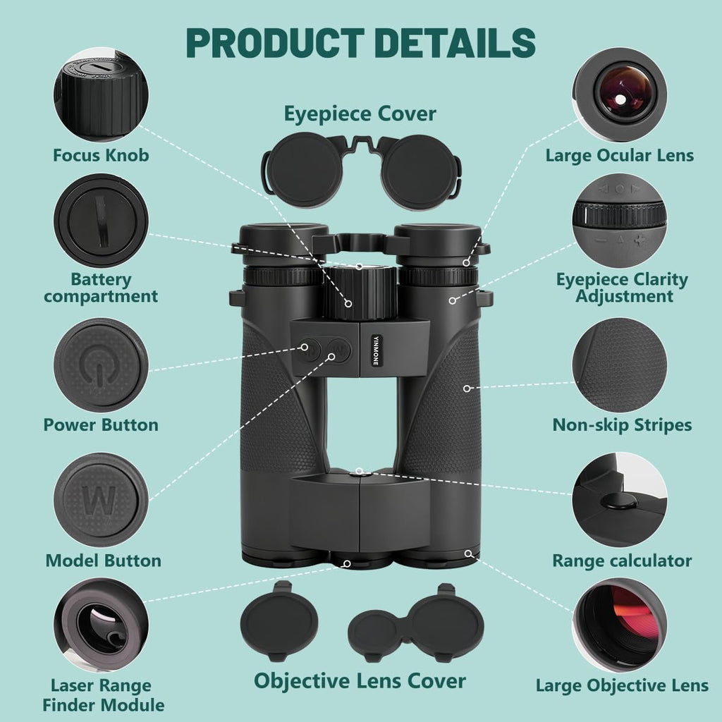 YINMONE 10x42 Laser Rangefinder Binoculars for Hunting Range Finder 2500Yds