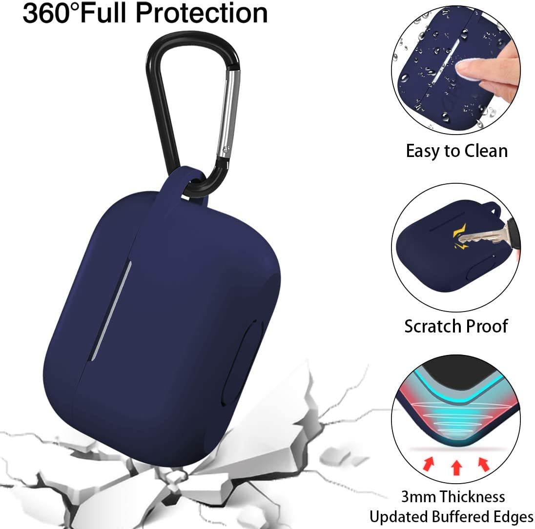 Lerobo for AirPod Pro Case, Soft Silicone Cover with Keychain - Navy Blue view 3