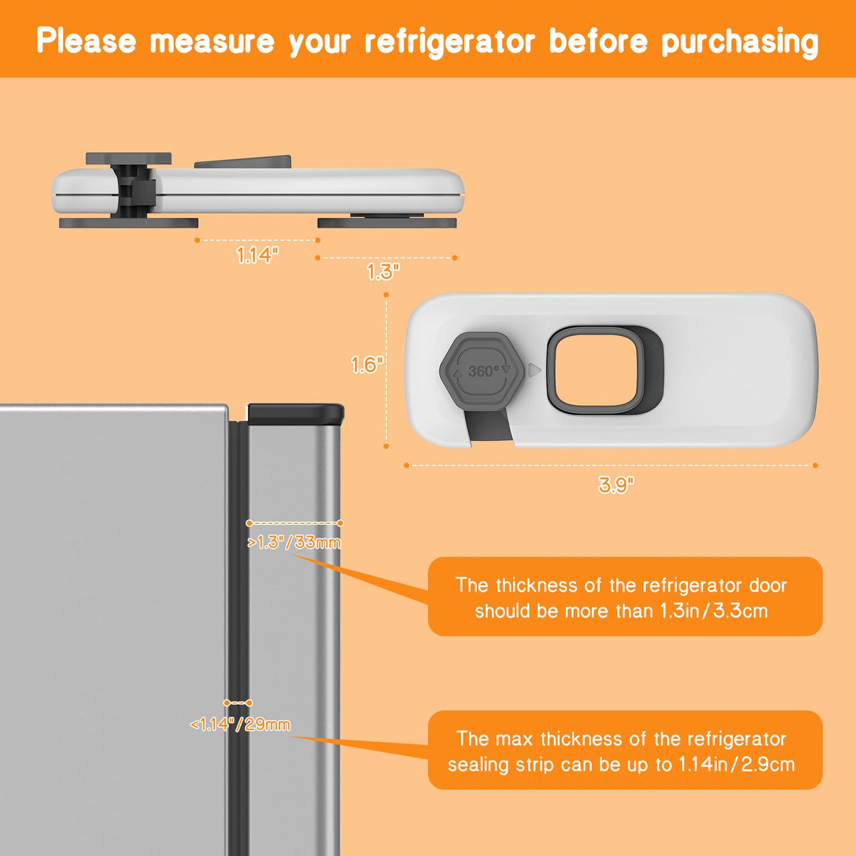 Fridge Locks for Kids with Strong Adhesive - Gray / 5 Pack view 7