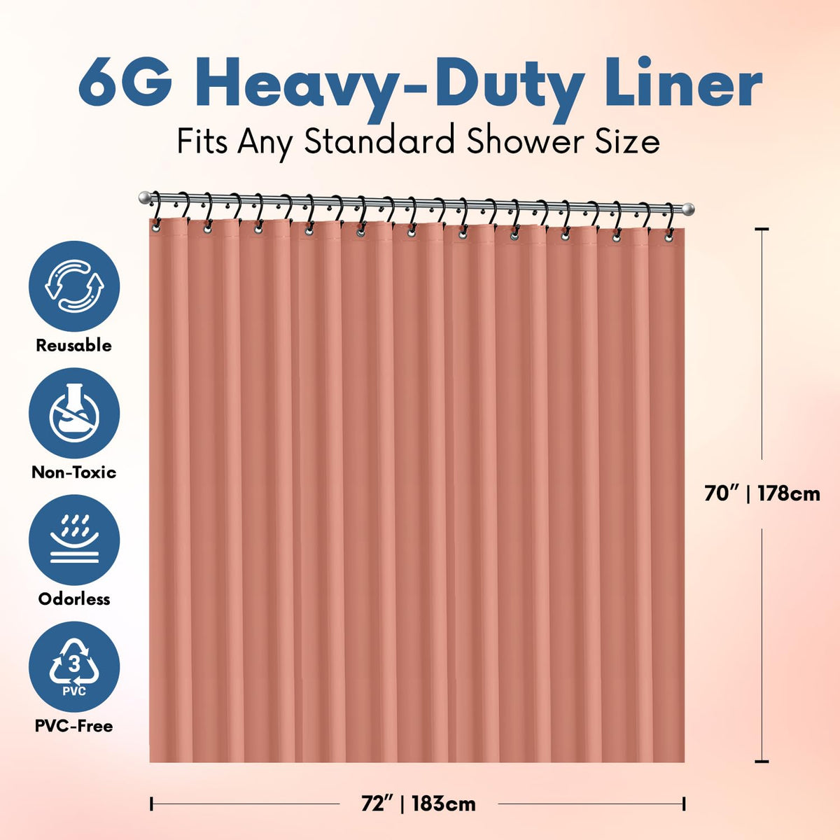 No Smell Shower Curtain Liner 72x72