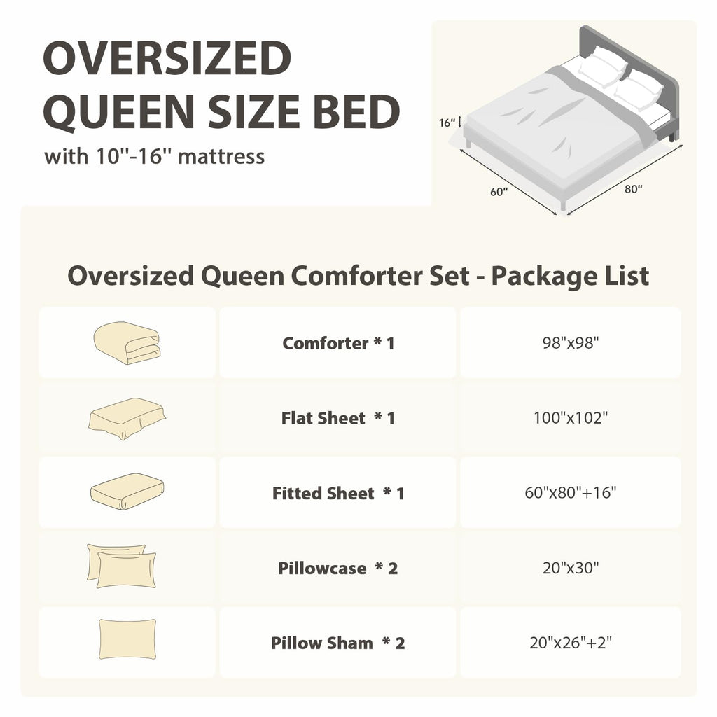 MUXHOMO 7 Pieces Comforter - Light Grey / Oversized Queen (98"x 98") view 3