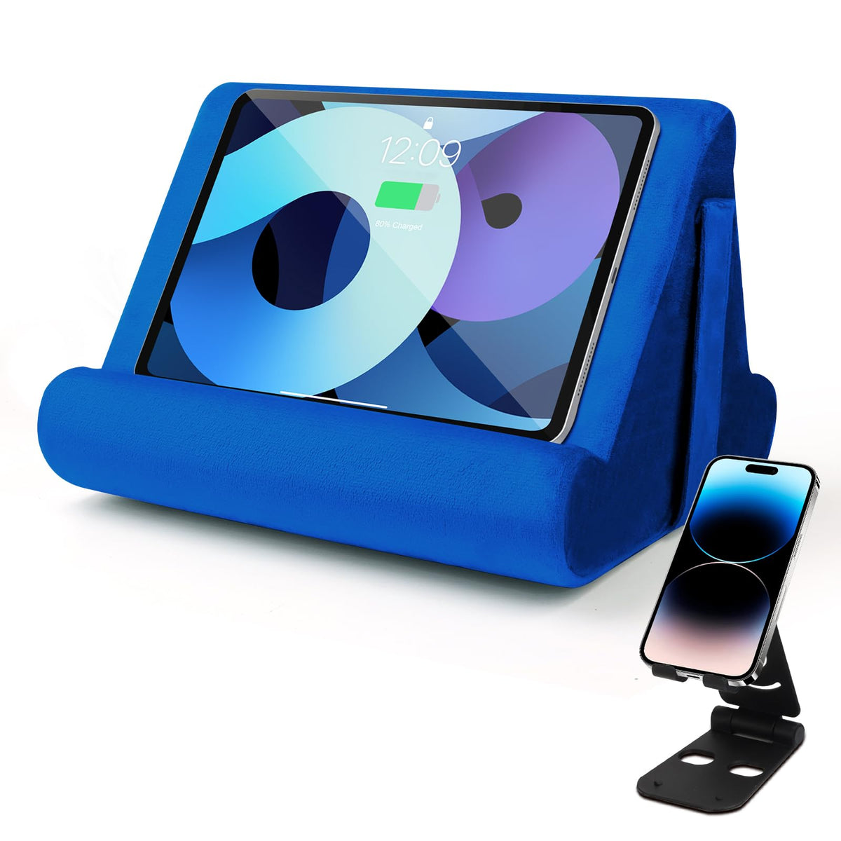 Sttargxing Tablet Stand Multi-Angle Tablet Pad Stand Lazy Holder Stand Soft Pad Stand Tablet Cushion Stand with Net Pocket & Random Color Stands for Lap - Blue