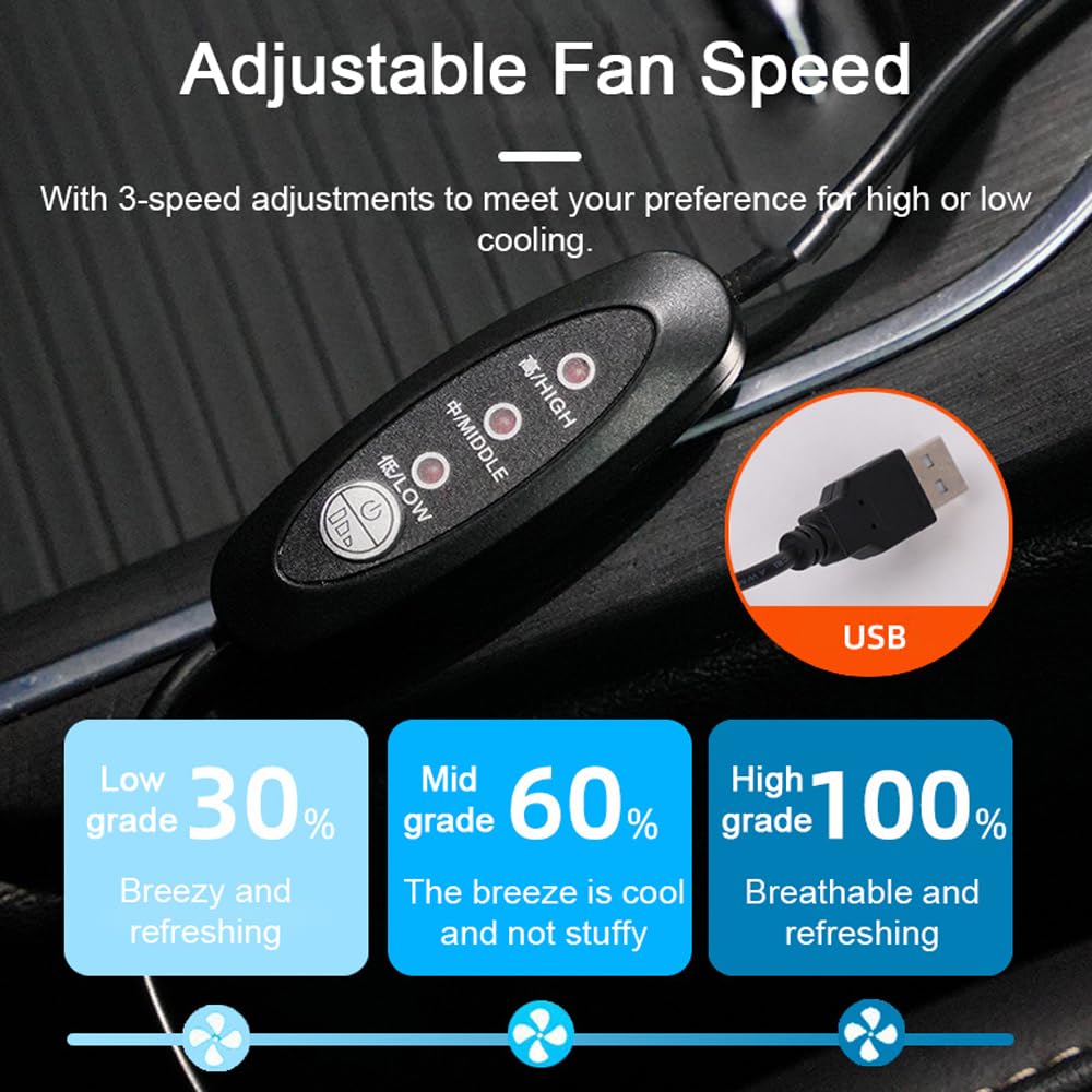 Cooling Seat Cushion, Breathable Ice Silk Car Seat Fan Cushion, 3 Adjustable Speed (additional view 4)
