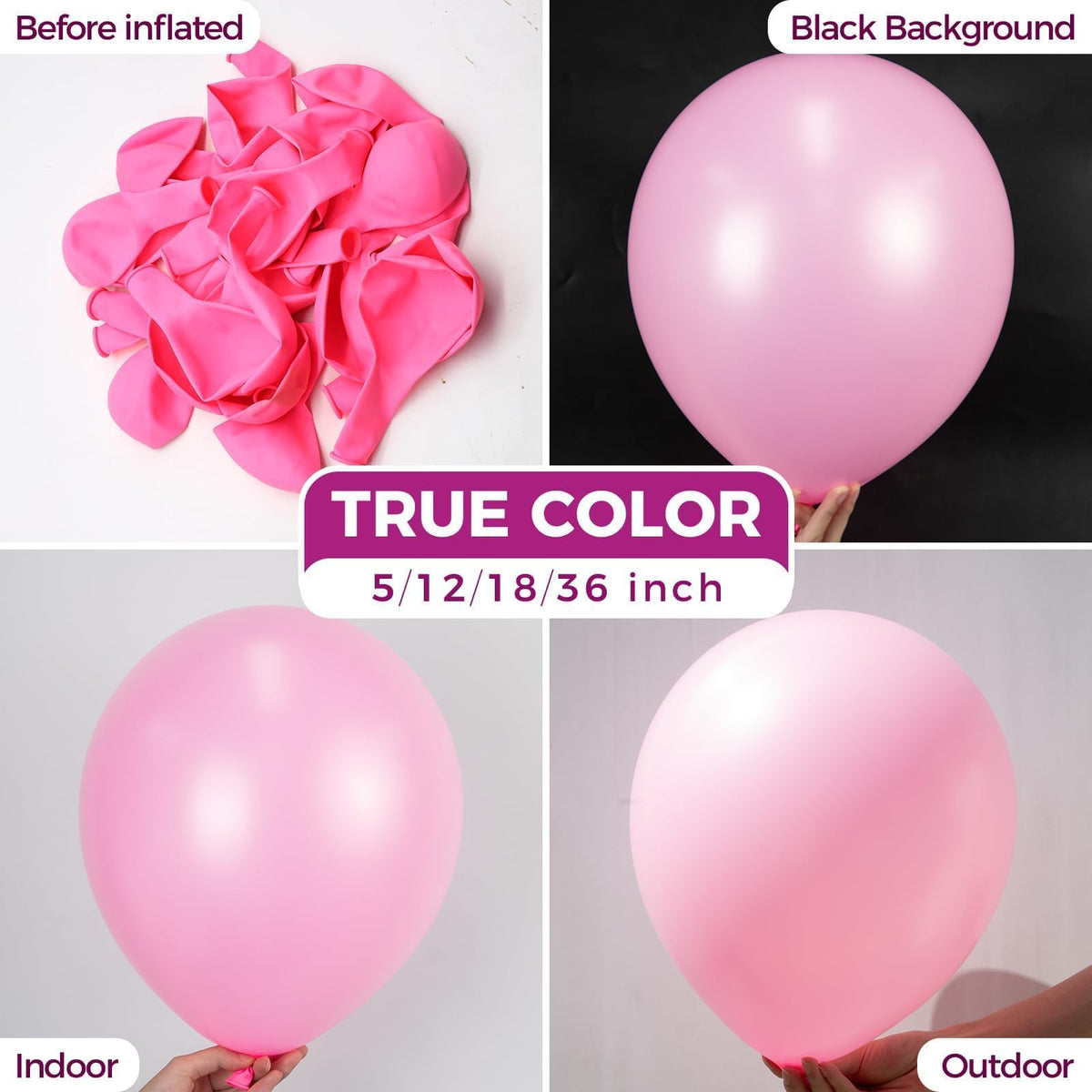 Bezente Pink Balloons Latex Round Helium Party Balloons – 100 Pack 12 inch