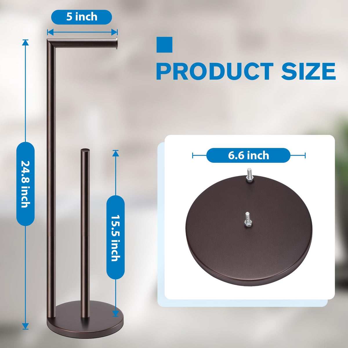 Toilet Paper Holder Stand, Toilet Paper Free Standing - Bronze view 1