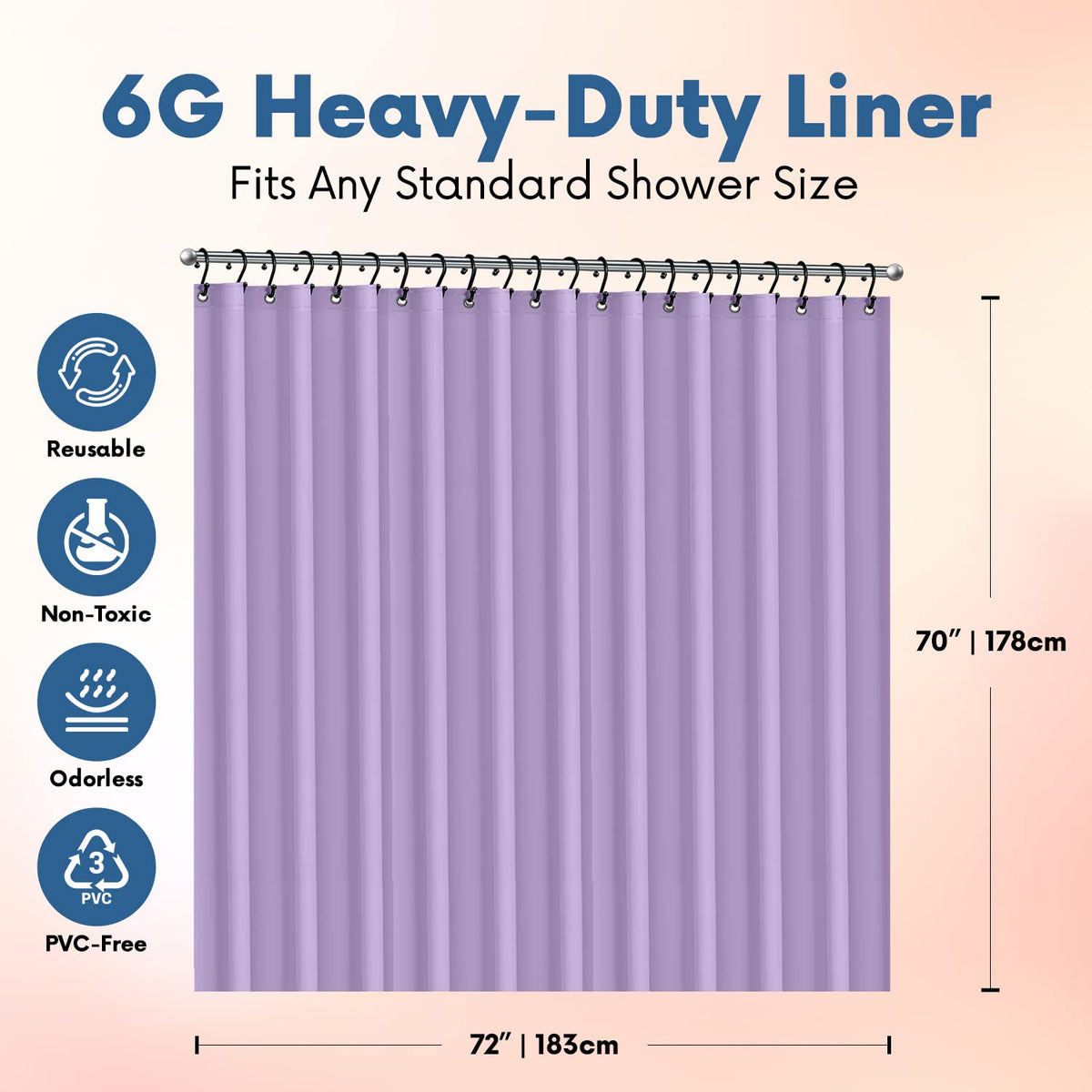 No Smell Shower Curtain Liner 72x72