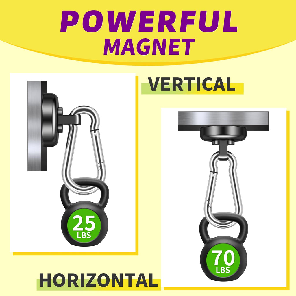 Niuknow Magnetic Hooks with Swivel Carabiner - Black / 0.98 in view 3
