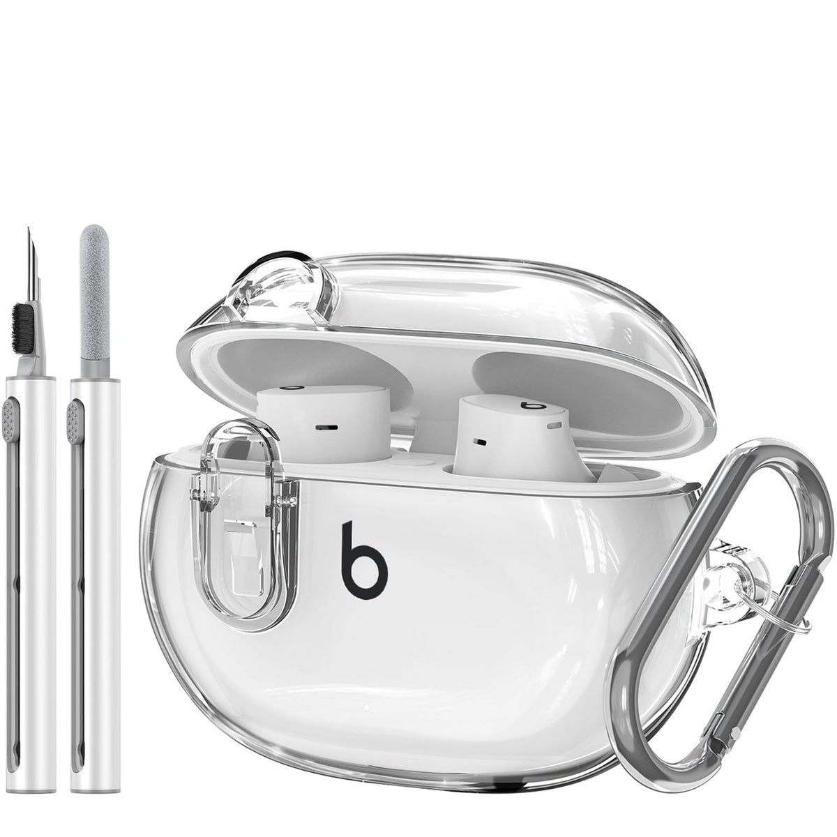 for Beats Studio Buds/Studio Buds Plus Case Cover with Lock - Clear+P