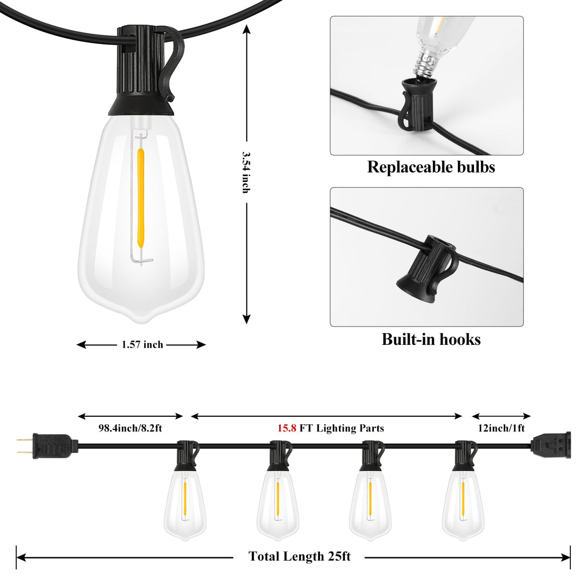 Brightever Outdoor String Lights