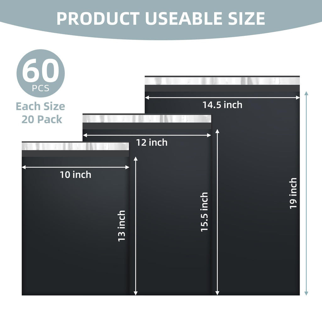 Famagic Poly Mailers Variety Pack - Black / 10x13" & 12x15.5" & 14.5x19" view 1