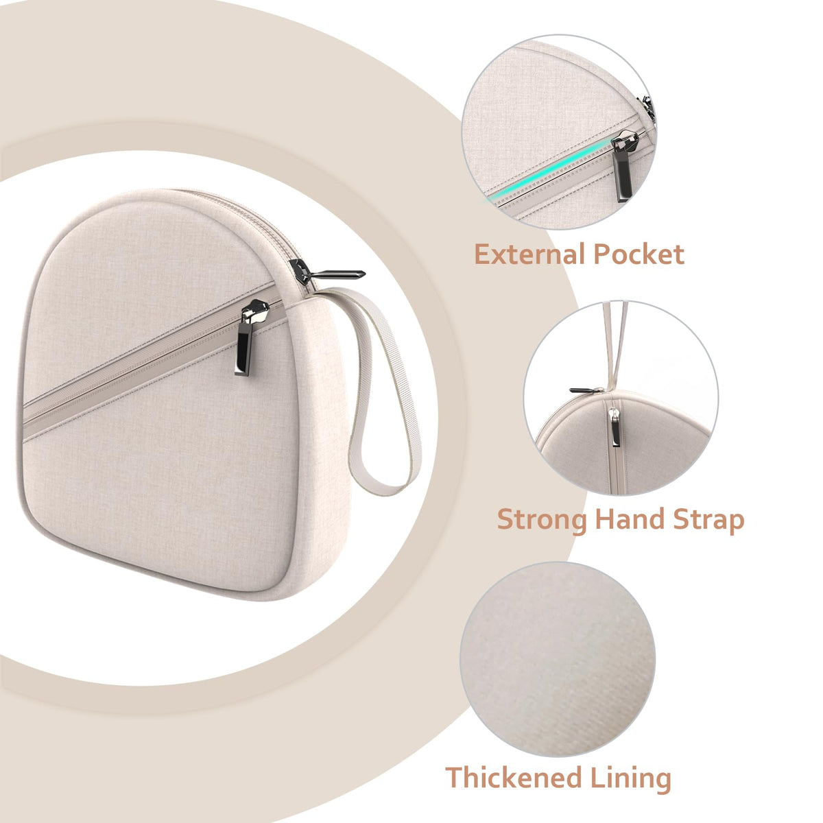 Headphone Case Compatible with JBL/Beats/Sony/BERIBES/SoundCore/TOZO/KVIDIO/JLab/Bose, Ultra-Thin Headphone Bag Travel Carrying Universal - Khaki view 6