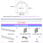 Muzata 6Pack 3.3FT/1M Silver Spotless LED Channel with Milky Diffuser U108 (additional view 1)