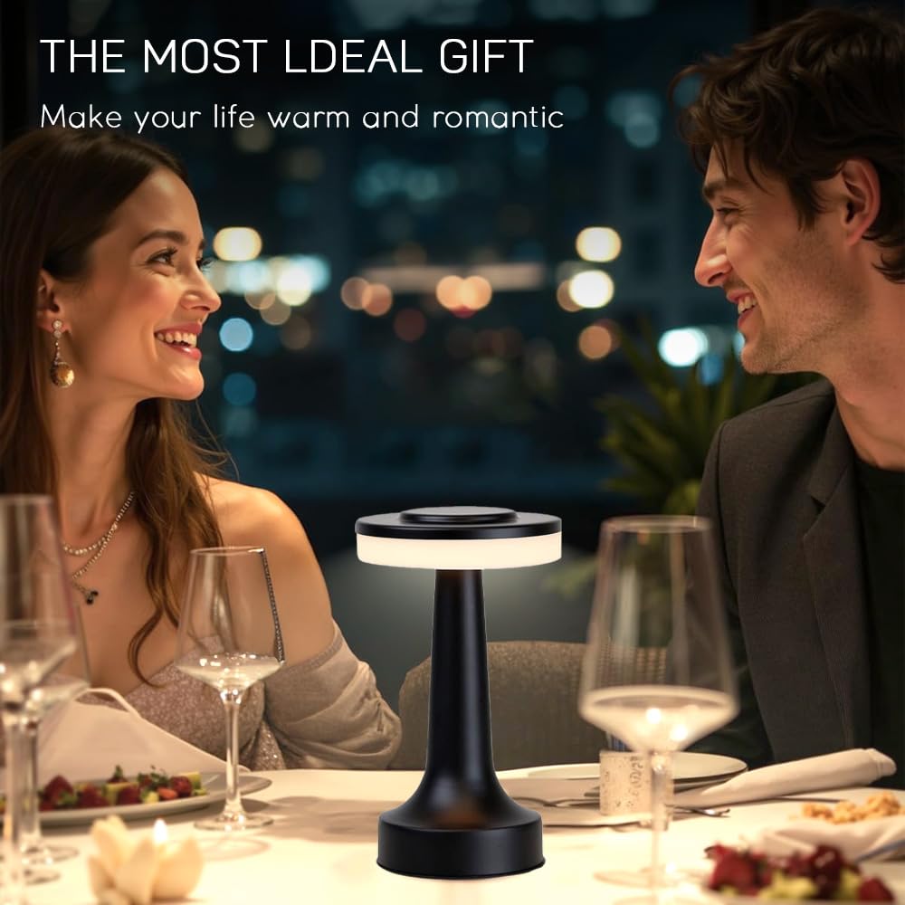 JHPGEOE Cordless Metal Desk Lamp - Deep Black view 2