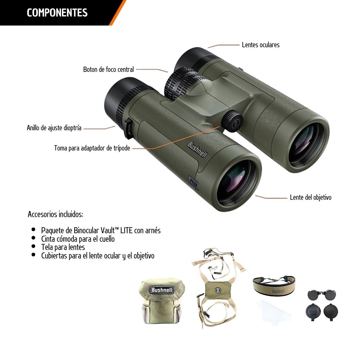 Bushnell HD Optical System Waterproof Binoculars, Green - 10x42 Binoculars view 8