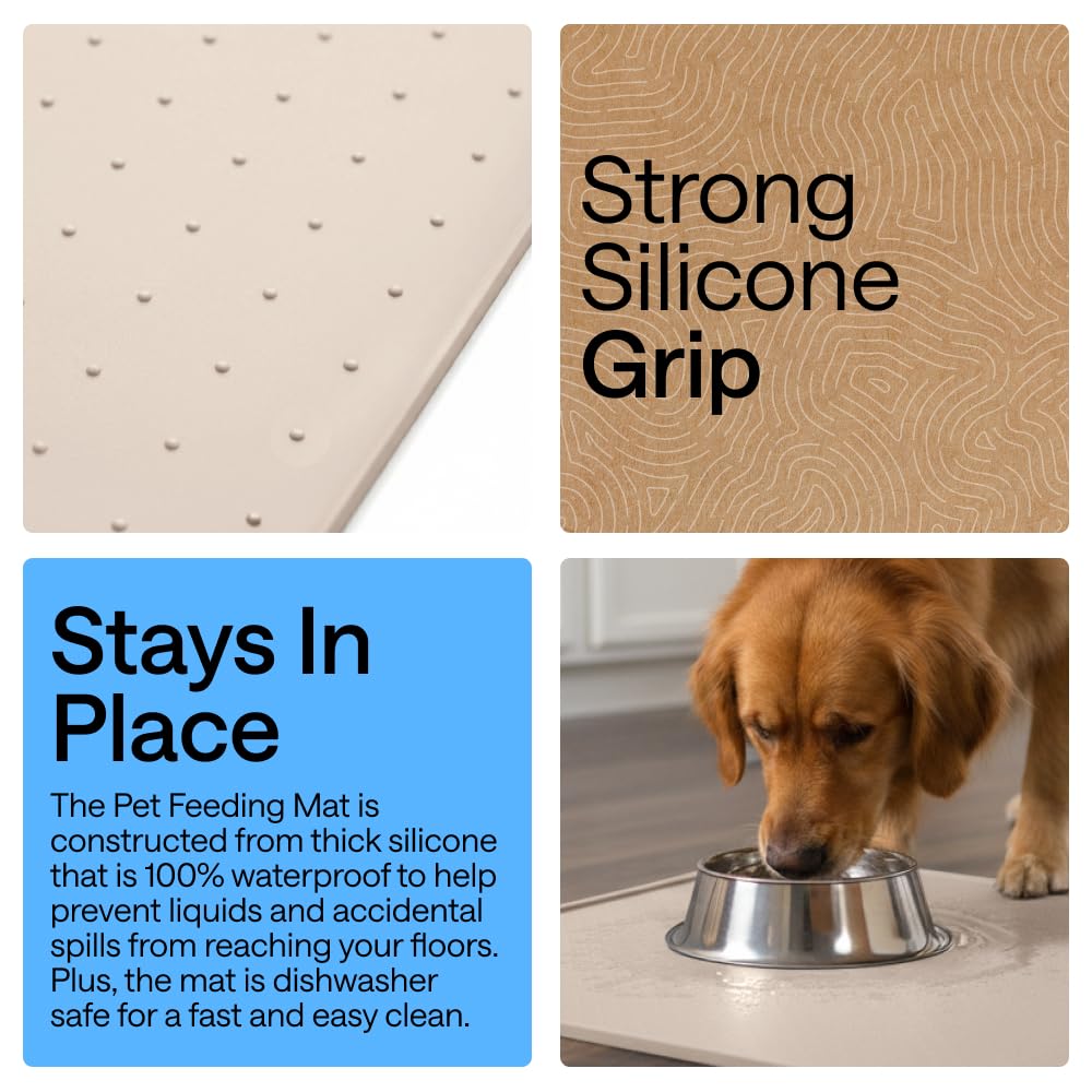 GORILLA GRIP Dog Food Mat, 100% Waterproof Silicone