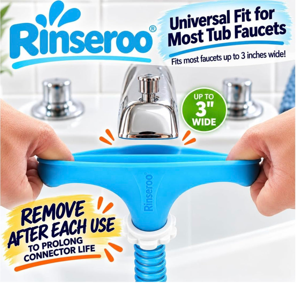 Rinseroo: Slip-On Tub Hose – As Seen on Shark Tank – 5ft Flex Bathtub Faucet Sprayer – (additional view 7)