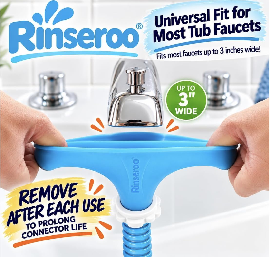 Rinseroo: Slip-On Tub Hose – As Seen on Shark Tank – 5ft Flex Bathtub Faucet Sprayer – (additional view 7)