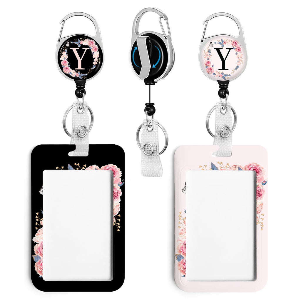 2 Pack ID Badge Holder with Clip Badge Reels Retractable Heavy Duty - 2pack-y view 1