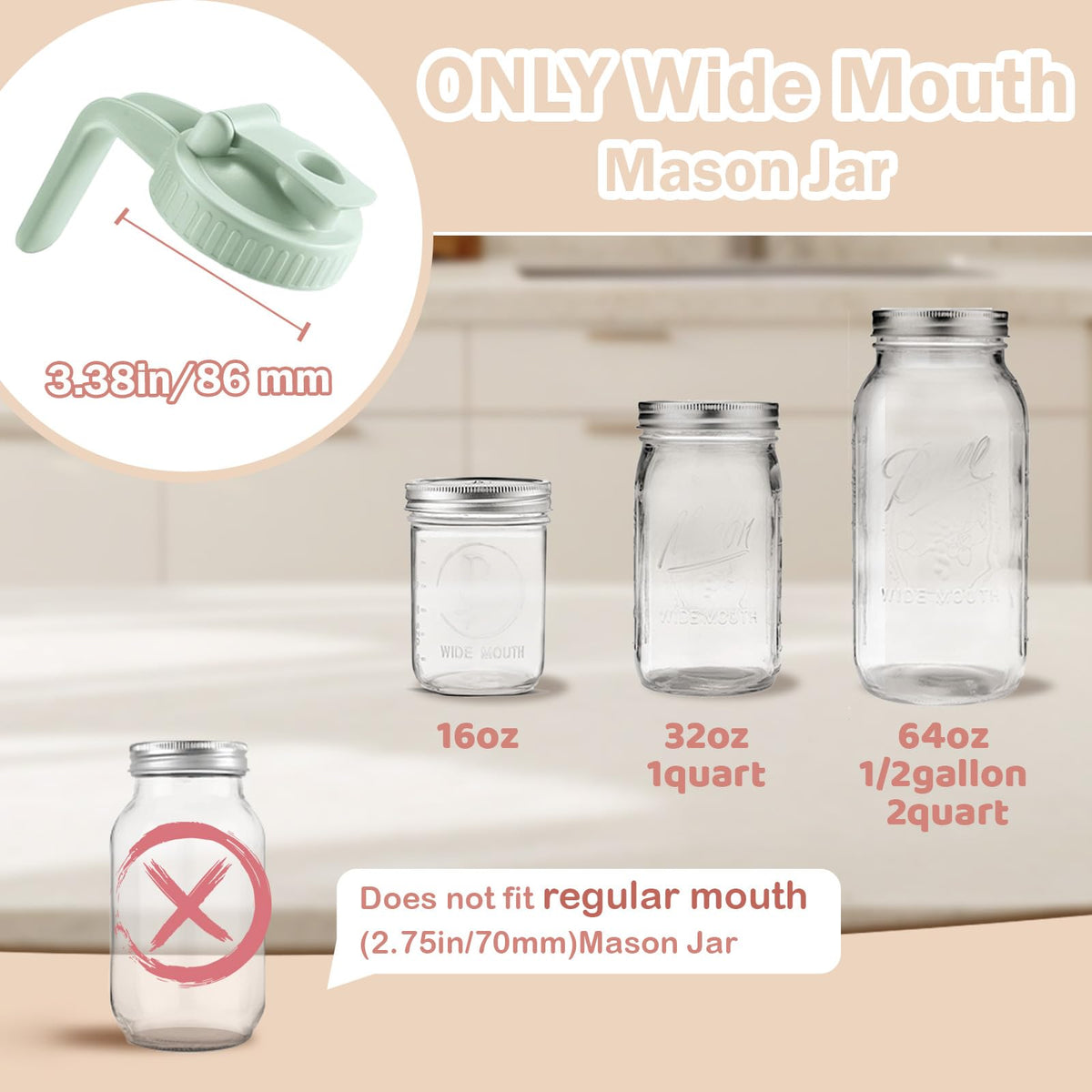 Miradexic Wide Mouth Mason Jar Lids V-Shaped with Handle - view 5