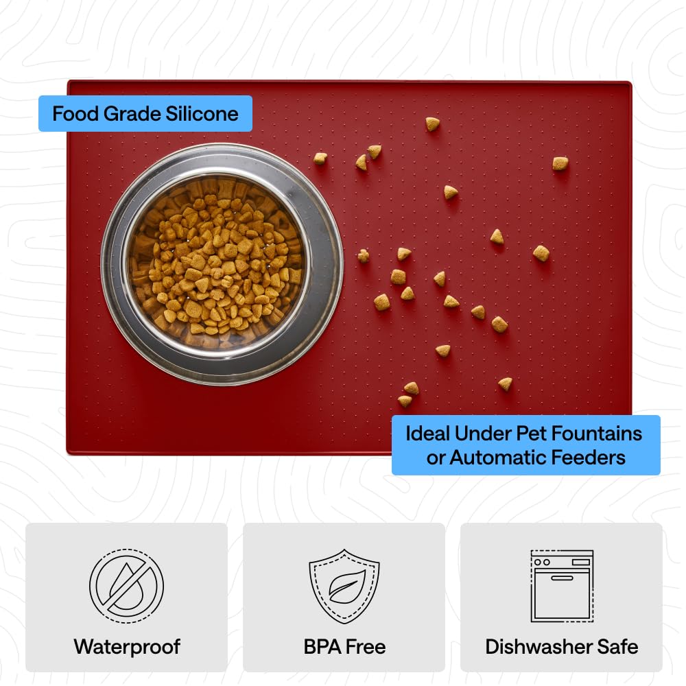 GORILLA GRIP Dog Food Mat, 100% Waterproof Silicone