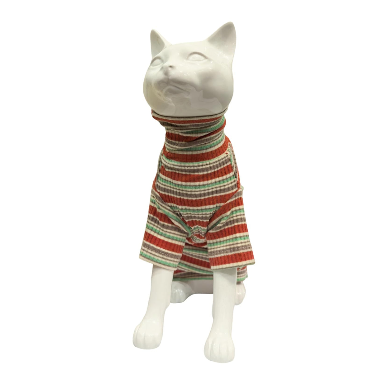 Turtle Neck Vintage Stripes Sphynx Hairless Cat Cotton T-Shirts Pet Clothes Vest Kitten Shirts Sleeveless - Autumn / XS (2-3 lbs) view 5
