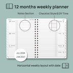 POPRUN Weekly Planner - Pacific Green / Medium - 6.75" x 8.75" / Academic Year 2026-2027 view 2