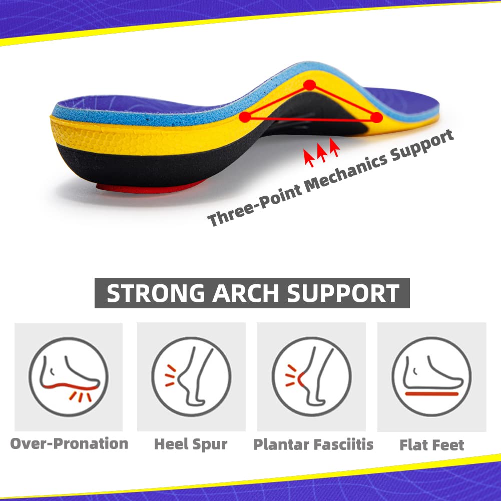 VALSOLE Heavy Duty Support Pain Relief Orthotics - 220+ lbs Plantar Fasciitis High Arch Support Insoles for Men Women
