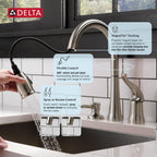 DELTA Kitchen Faucet with Pull Down Sprayer and Soap Disperser, Modern Two Hole Kitchen Sink Faucet, Single Handle
