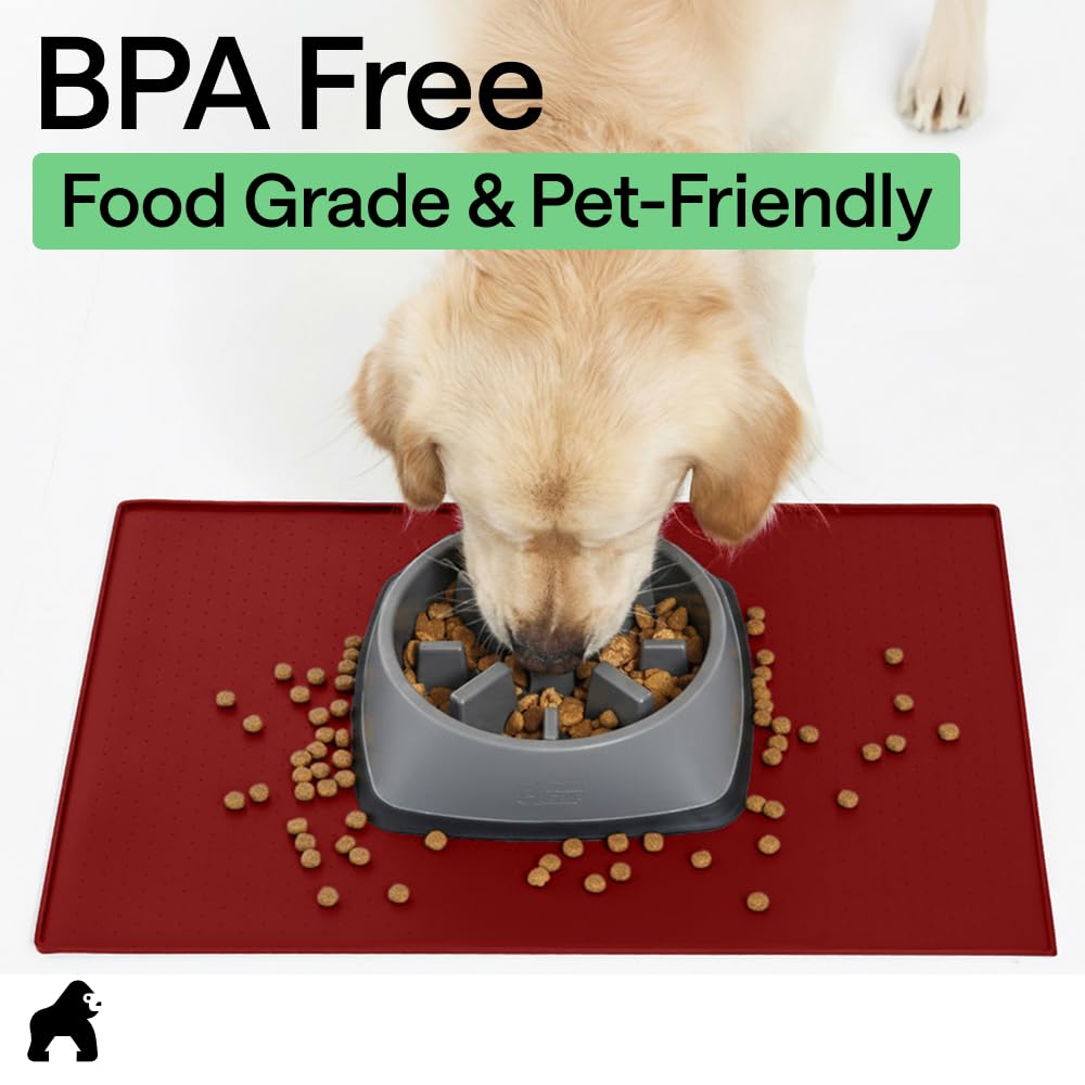 GORILLA GRIP Dog Food Mat, 100% Waterproof Silicone