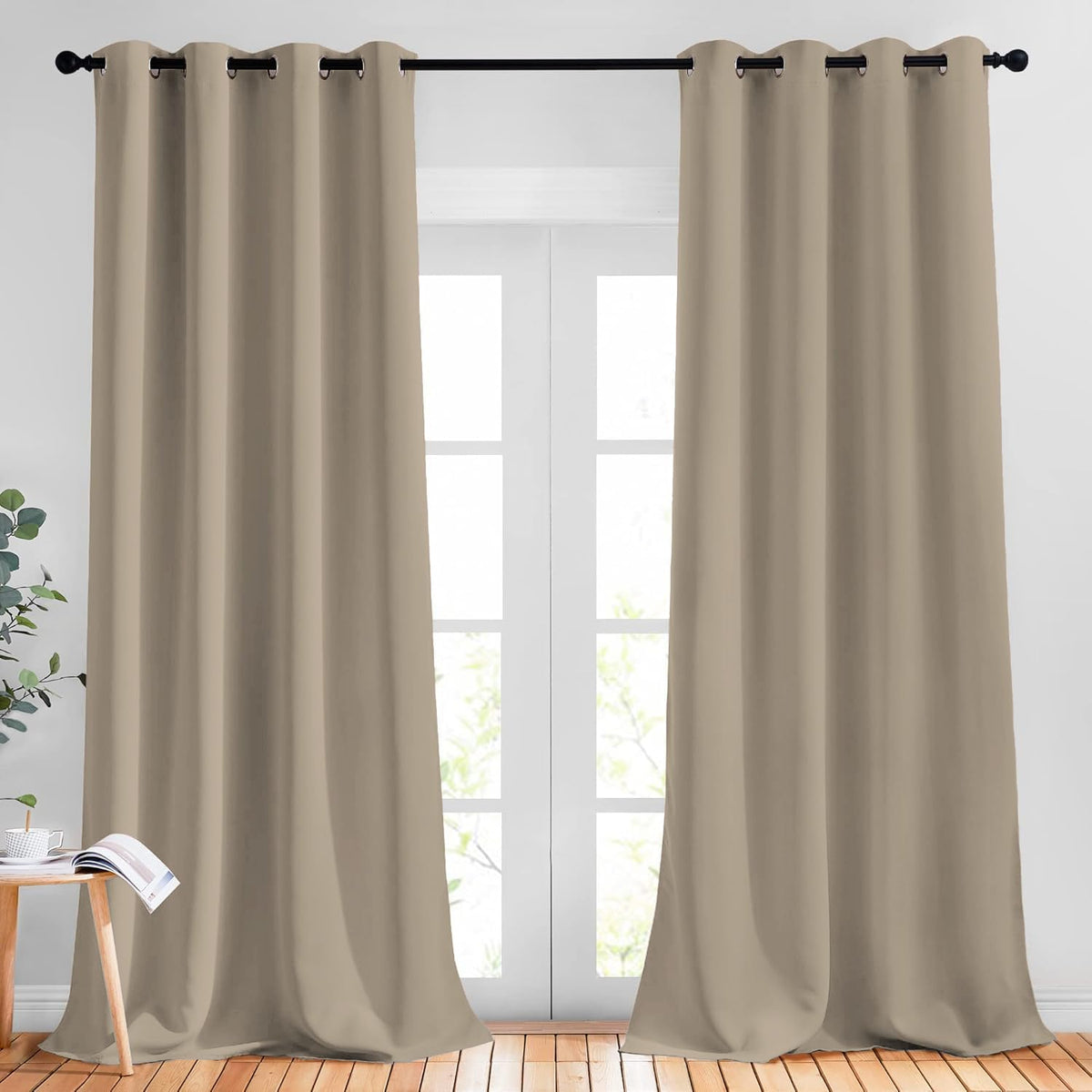 NICETOWN Bedroom Curtains Blackout Draperies - Noise Reducing Thermal Insulated Window Decorative Blackout (Pack of 2)