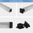 WZB 1 1x1 Square Tube End Cap Plastic Plugs 12 Pack, 1x1 1 Inch Square Tubing Plug 1x1 (additional view 2)