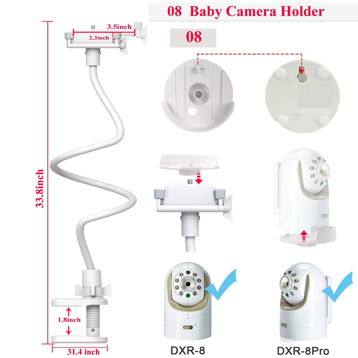 EYSAFT Baby Monitor - 33" for Infant Optics DXR-8&DXR-8 Pro view 3