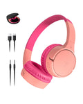 Belkin SoundForm Mini Kids Headphones, Wireless & Wired, 30H Playtime, Case - Pink