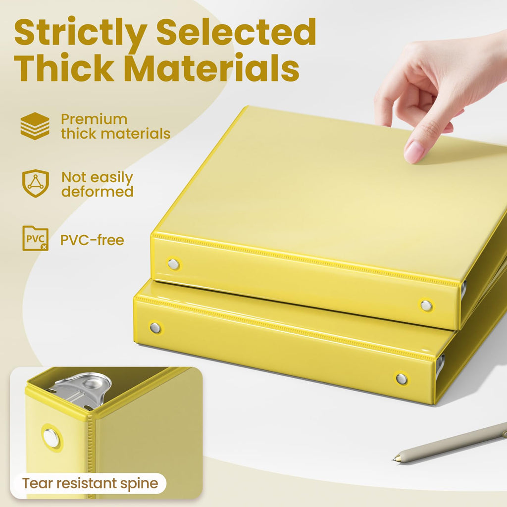 SUNEE 3 Ring Binder 2 Inch 1 Pack, Clear View Binder Three Ring PVC-Free (Fit 8.5x11 Inches) for School or Office