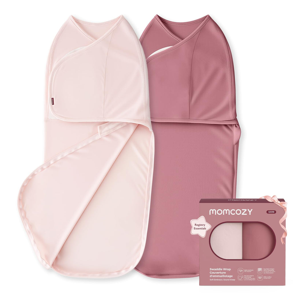 Momcozy Swaddles for Newborns, Quiet Fastener Swaddle for Infant 0-3 Months (Pack of 2)