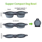 SLSON Collapsible Dog Dual Bowls Reinforced Rim 180 Degrees Flip Over Bowl - Cold Grey view 1