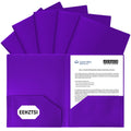 EEHZTSI Plastic Folders with Pockets - Purple / 6-Pack